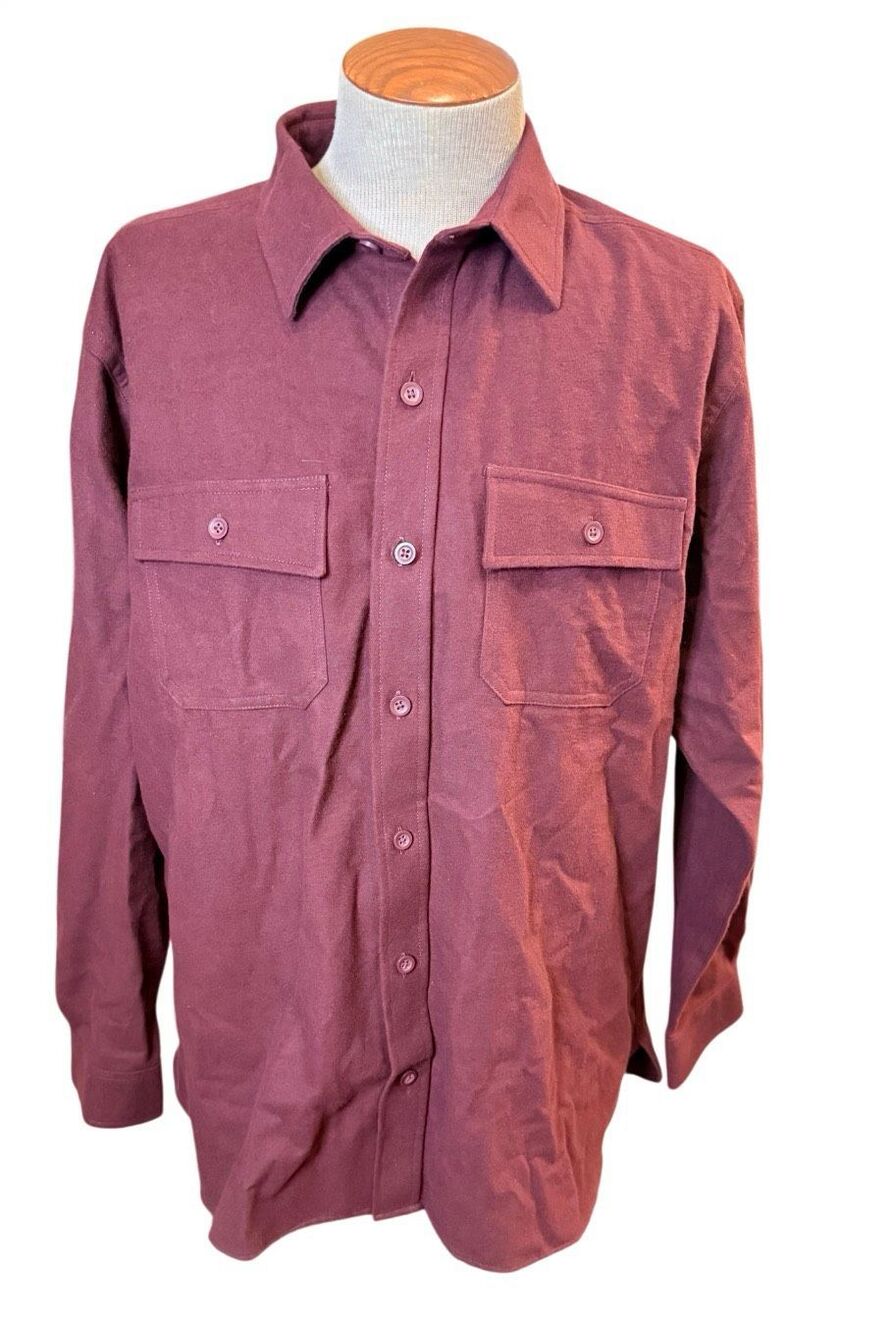 L.L.Bean Men's Chamois Shirt Traditional Fit Burgundy XL